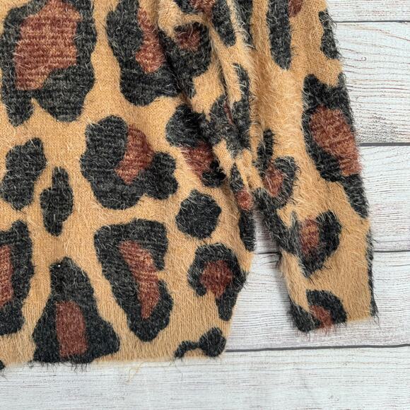 Show Me Your MuMu Fatima Turtleneck Sweater Womens M Cheetah Fever Knit Brown - Picture 13 of 13